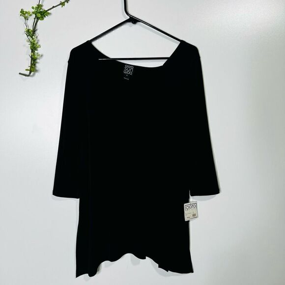 Clara Sunwoo Black 3/4 Sleeve Angle Neck Tunic NWT - Picture 1 of 9